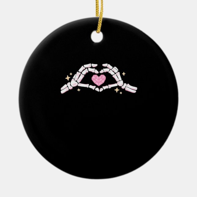 Skeleton Händer Heart Funny Julgransprydnad Keramik (Framsidan)