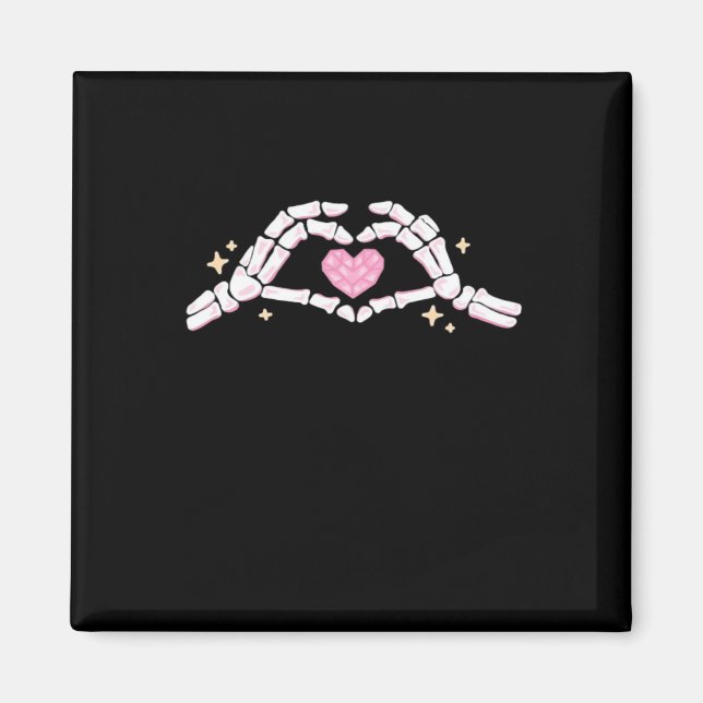 Skeleton Händer Heart Funny Magnet (Framsidan)