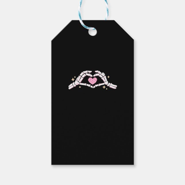 Skeleton Händer Heart Funny Presentetikett (Framsidan)