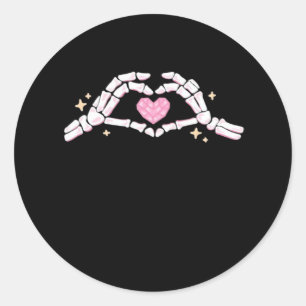 Skeleton Händer Heart Funny Runt Klistermärke