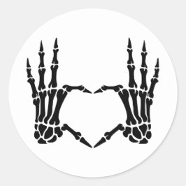 Skeleton Händer Heart Gesture Sticker Runt Klistermärke