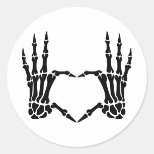 Skeleton Händer Heart Gesture Sticker Runt Klistermärke