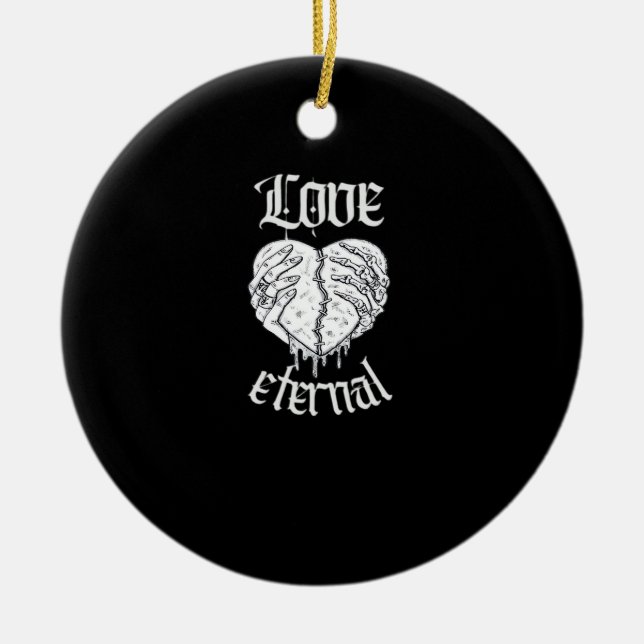 Skeleton Händer Heart Gothic Classic Julgransprydnad Keramik (Framsidan)