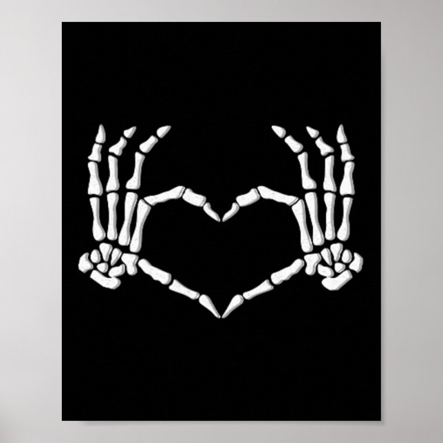 Skeleton Händer Heart Halloween Costume Manar Kvin Poster (Framsidan)