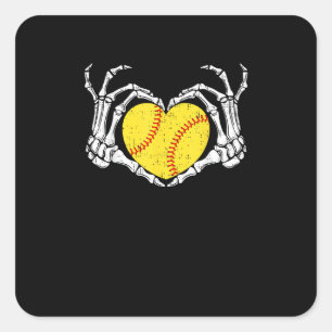 Skeleton Händer Heart Halloween Costume Softball W Fyrkantigt Klistermärke