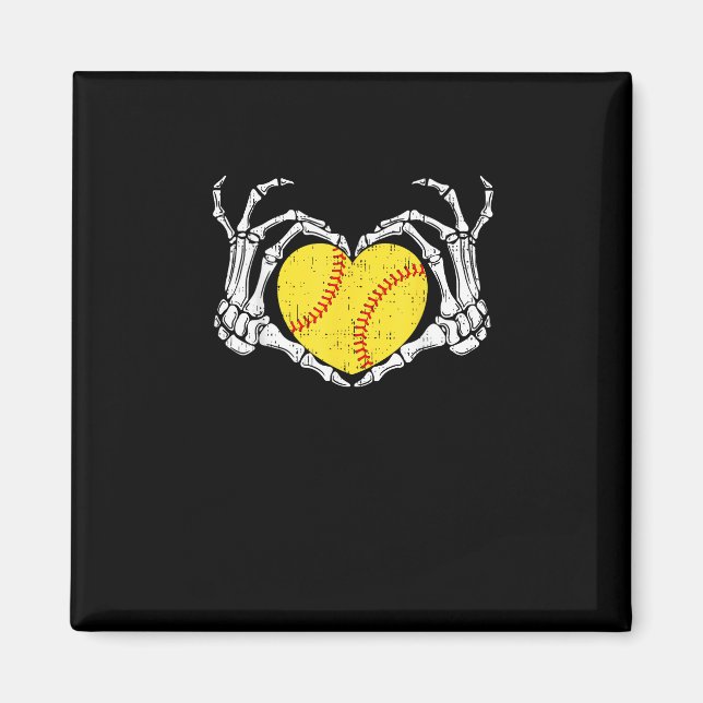 Skeleton Händer Heart Halloween Costume Softball W Magnet (Framsidan)