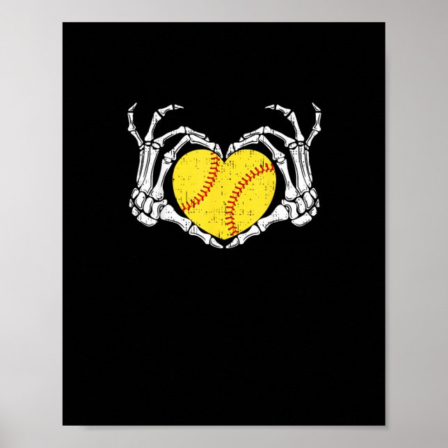 Skeleton Händer Heart Halloween Costume Softball W Poster (Framsidan)