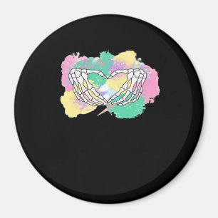 Skeleton Händer Heart med Abstrakt Färgad Backgr Magnet