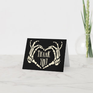 Skeleton Händer Heart Shape Goth Bröllop Tack Kort