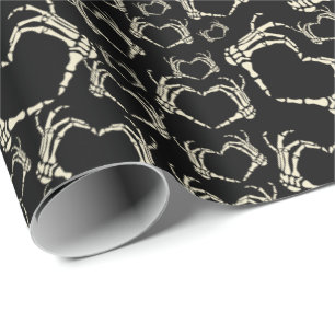 Skeleton Händer Heart Shape Goth Patterned Presentpapper