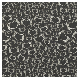 Skeleton Händer Heart Shape Goth Patterned Tyg