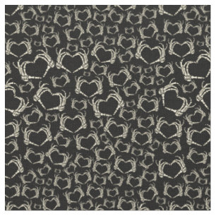 Skeleton Händer Heart Shape Goth Patterned Tyg