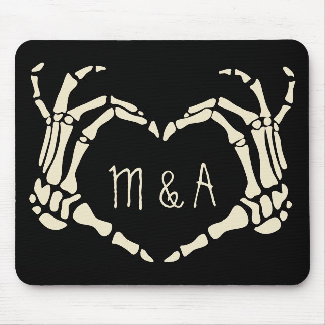 Skeleton Händer Heart Shape Personlig Goth Stil Musmatta (Framsidan)