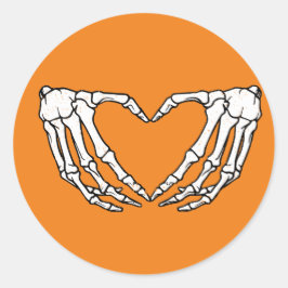 Skeleton Händer Heart Shape Sticker Runt Klistermärke