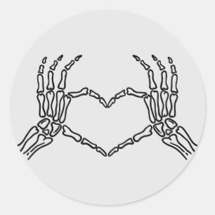 Skeleton Händer Heart Shape Sticker Runt Klistermärke