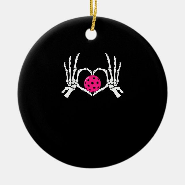 Skeleton Händer Heart Sign Funny Pickle Valentine Julgransprydnad Keramik (Framsidan)