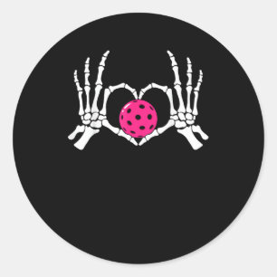 Skeleton Händer Heart Sign Funny Pickle Valentine Runt Klistermärke