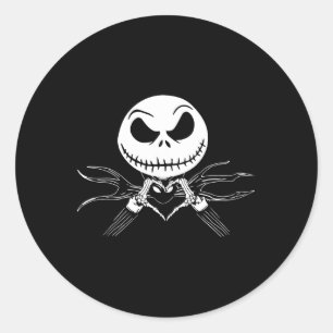Skeleton Händer Heart Sign Funny Skull Halloween C Runt Klistermärke
