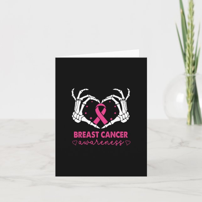 Skeleton Händer Heart Sign Halloween Breast Cancer Kort (Framsida)