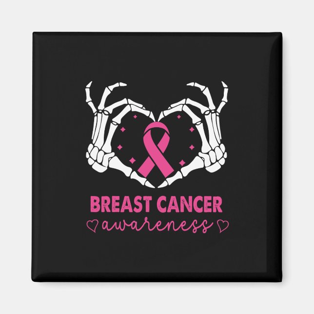 Skeleton Händer Heart Sign Halloween Breast Cancer Magnet (Framsidan)