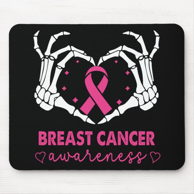 Skeleton Händer Heart Sign Halloween Breast Cancer Musmatta (Framsidan)