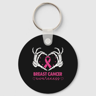 Skeleton Händer Heart Sign Halloween Breast Cancer Nyckelring