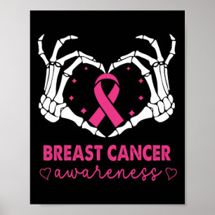 Skeleton Händer Heart Sign Halloween Breast Cancer Poster