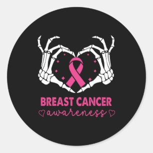 Skeleton Händer Heart Sign Halloween Breast Cancer Runt Klistermärke