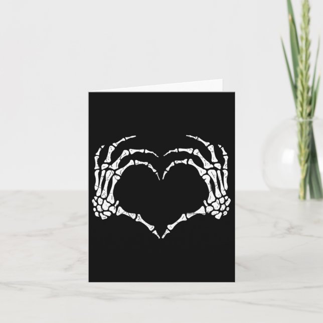 Skeleton Händer Heart Sign Halloween Costume Manar Kort (Framsida)