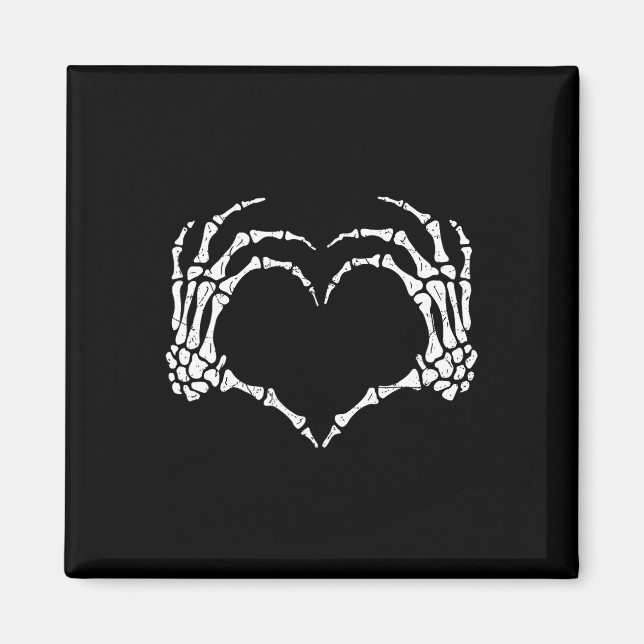 Skeleton Händer Heart Sign Halloween Costume Manar Magnet (Framsidan)