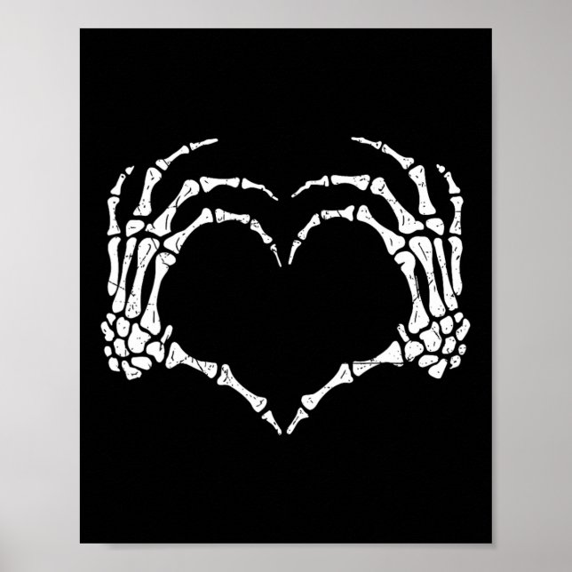 Skeleton Händer Heart Sign Halloween Costume Manar Poster (Framsidan)
