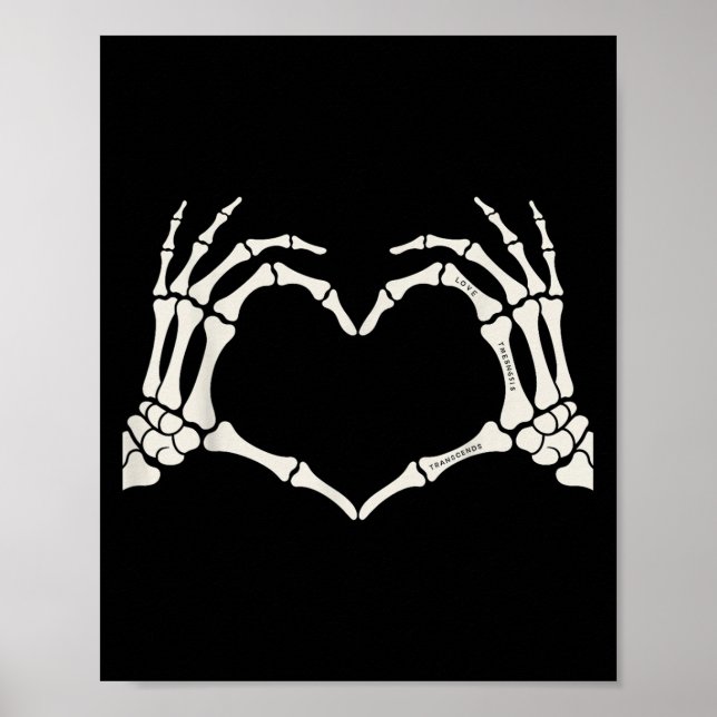 Skeleton Händer Heart Sign Halloween Poster (Framsidan)