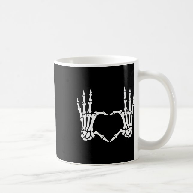 Skeleton Händer Heart Sign Retro Halloween Costume Kaffemugg (Höger)