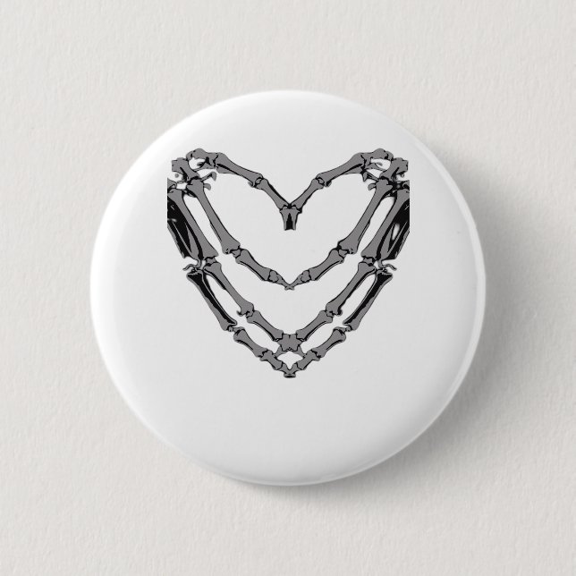 Skeleton Händer Heart Sign Retro Halloween Costume Knapp (Framsida)
