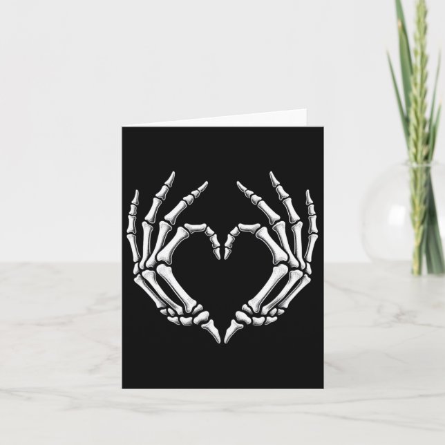 Skeleton Händer Heart Sign Retro Halloween Costume Kort (Framsida)