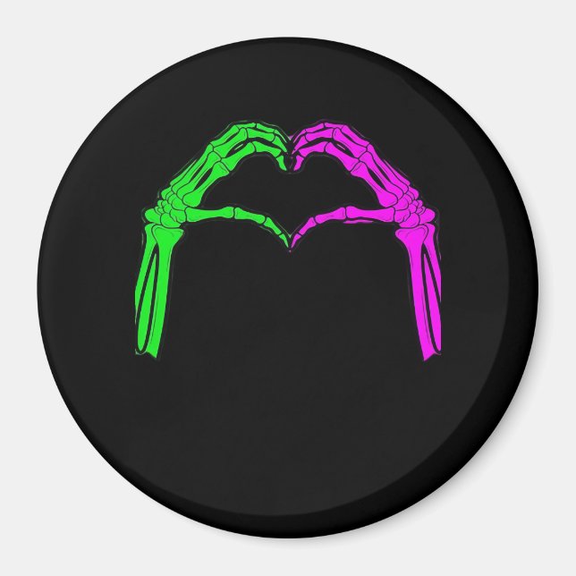 Skeleton Händer Heart Sign Retro Halloween Costume Magnet (Framsidan)