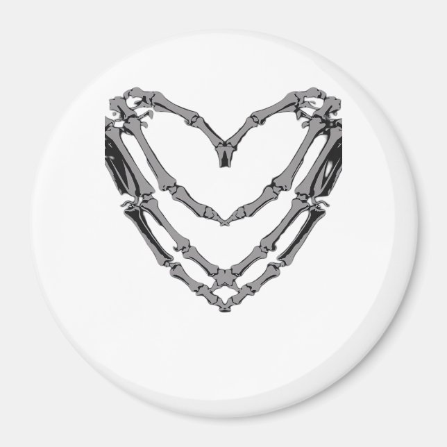 Skeleton Händer Heart Sign Retro Halloween Costume Magnet (Framsidan)