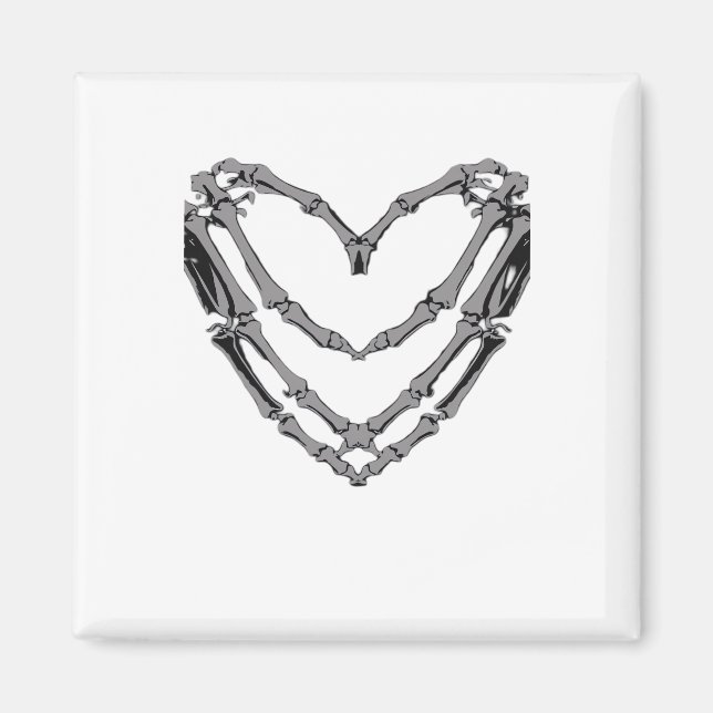 Skeleton Händer Heart Sign Retro Halloween Costume Magnet (Framsidan)