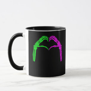 Skeleton Händer Heart Sign Retro Halloween Costume Mugg