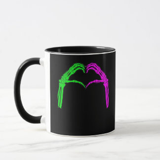 Skeleton Händer Heart Sign Retro Halloween Costume Mugg