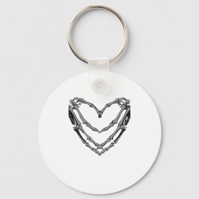 Skeleton Händer Heart Sign Retro Halloween Costume Nyckelring (Framsida)