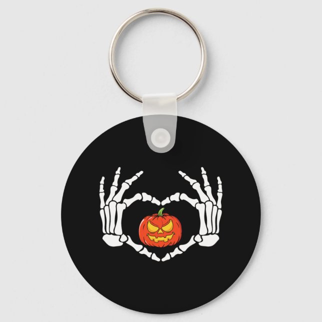 Skeleton Händer Heart Sign Retro Halloween Costume Nyckelring (Framsida)