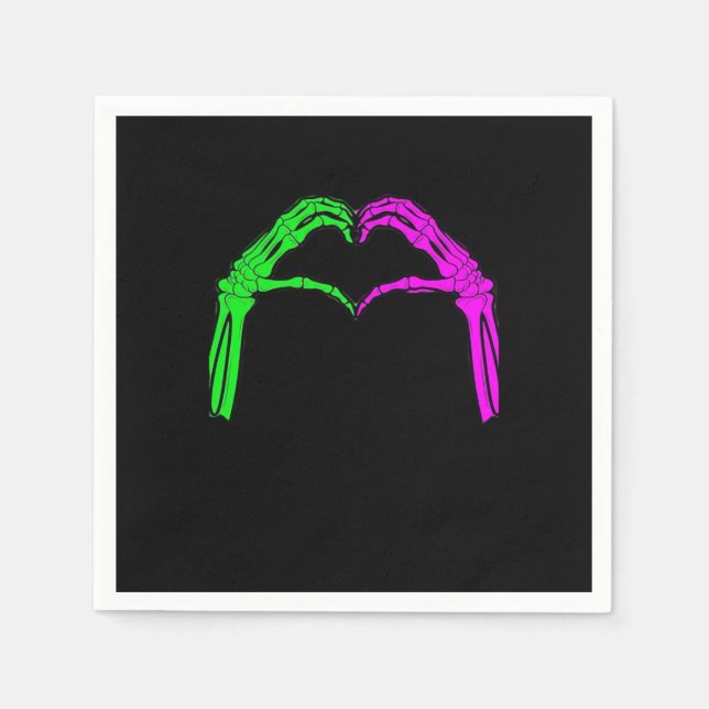 Skeleton Händer Heart Sign Retro Halloween Costume Pappersservett (Framsidan)