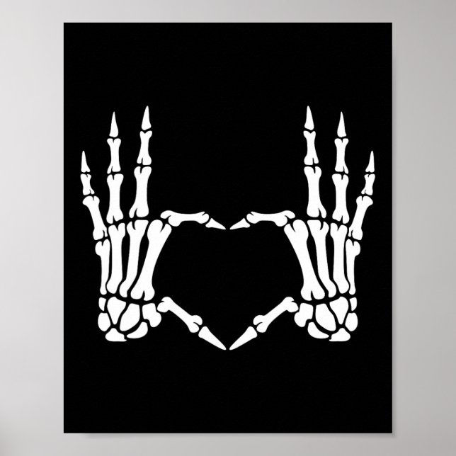 Skeleton Händer Heart Sign Retro Halloween Costume Poster (Framsidan)