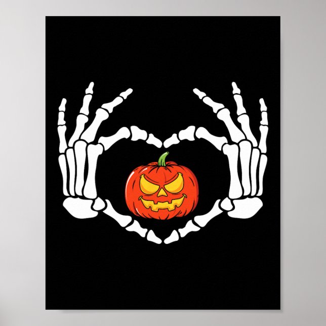 Skeleton Händer Heart Sign Retro Halloween Costume Poster (Framsidan)