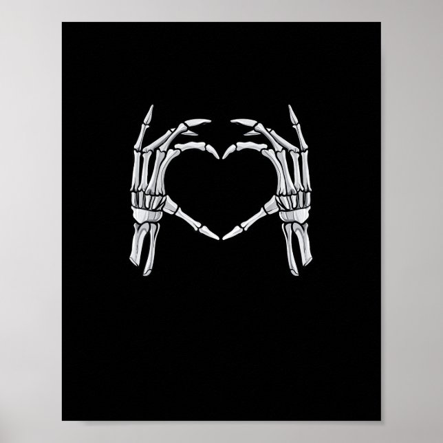 Skeleton Händer Heart Sign Retro Halloween Costume Poster (Framsidan)