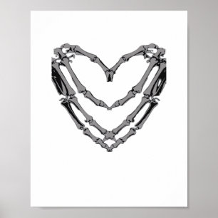 Skeleton Händer Heart Sign Retro Halloween Costume Poster