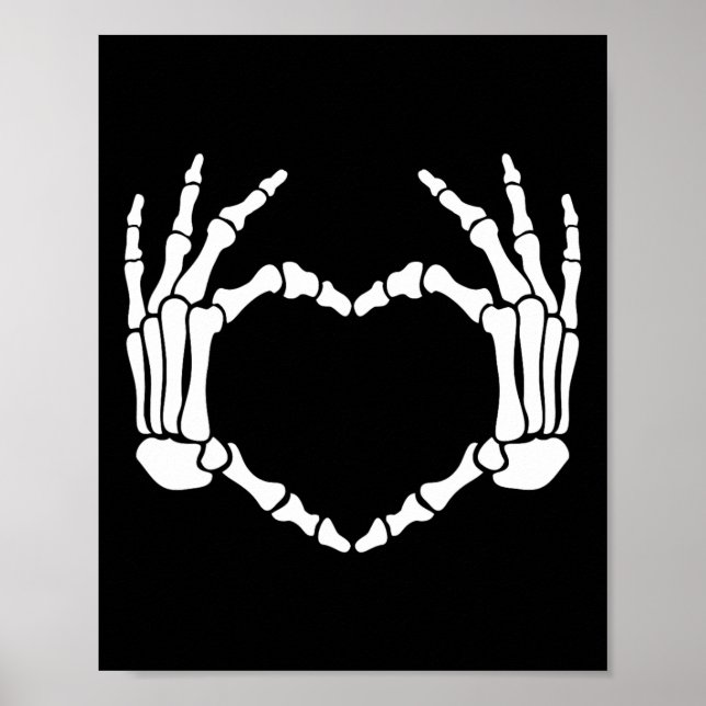 Skeleton Händer Heart Sign Retro Halloween Costume Poster (Framsidan)