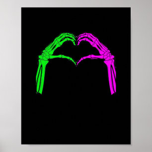 Skeleton Händer Heart Sign Retro Halloween Costume Poster