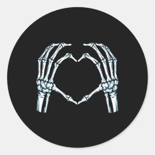 Skeleton Händer Heart Sign Retro Halloween Costume Runt Klistermärke